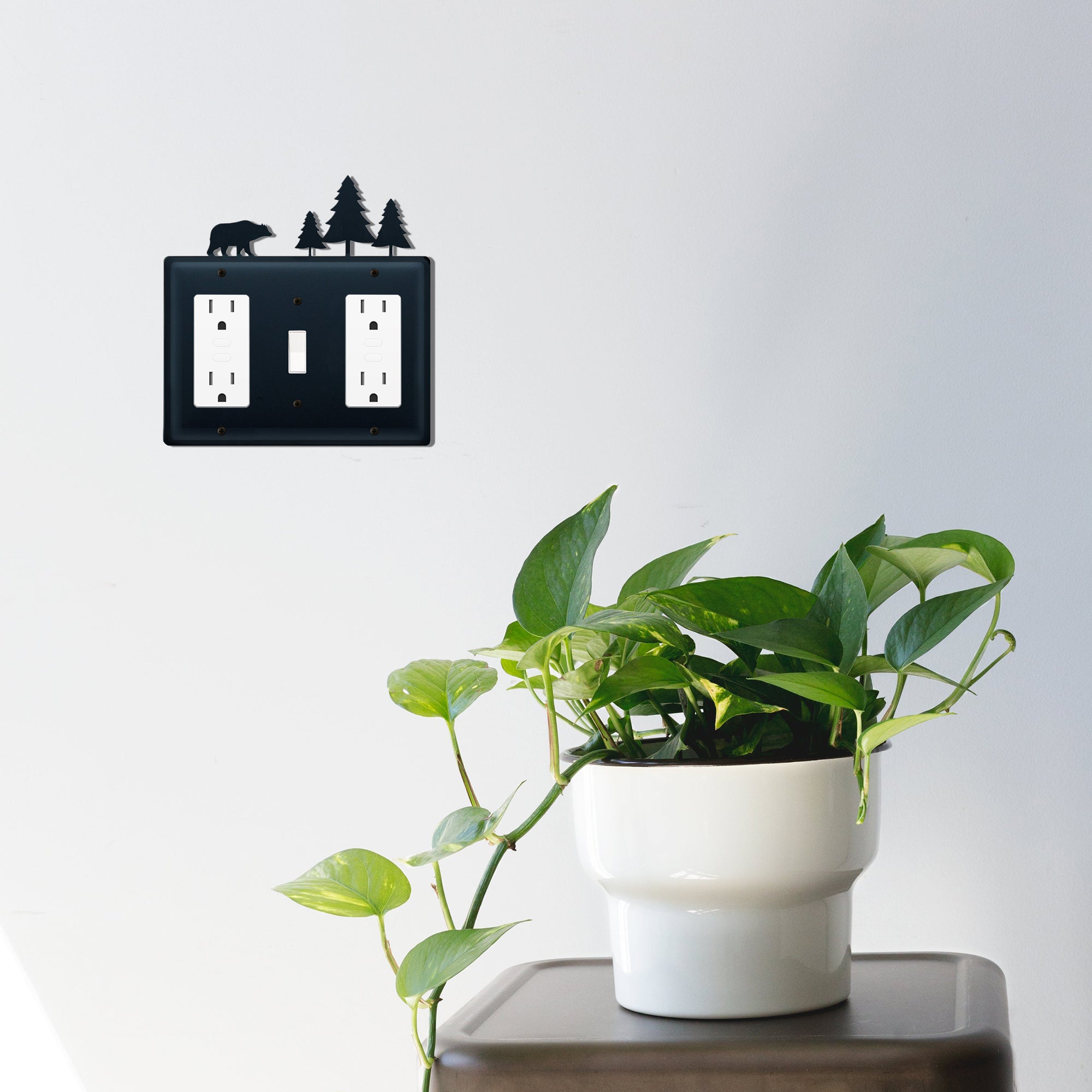 Bear & Pine Trees Single GFI CUSTOM Product Switch GFI CUSTOM Product