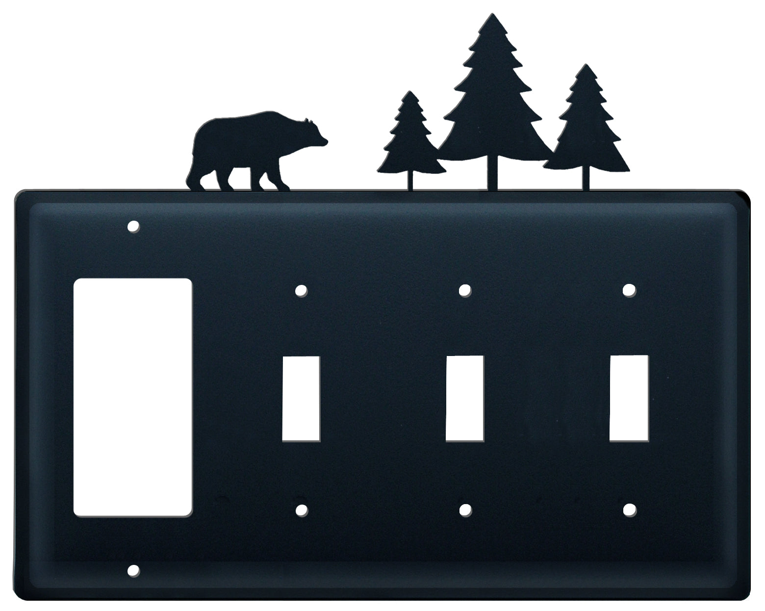 Bear & Pine Trees Single GFI CUSTOM Product Triple Switch Cover