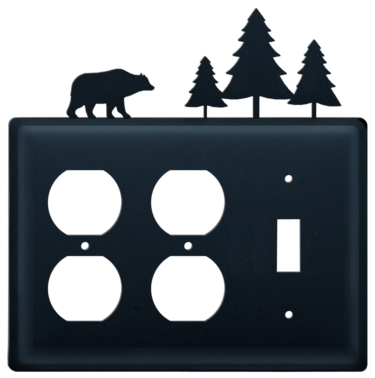 Bear & Pine Trees Double Outlet CUSTOM Product Single Switch Cover