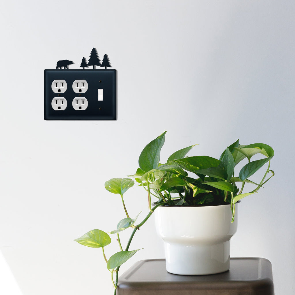 Bear & Pine Trees Double Outlet CUSTOM Product Single Switch Cover