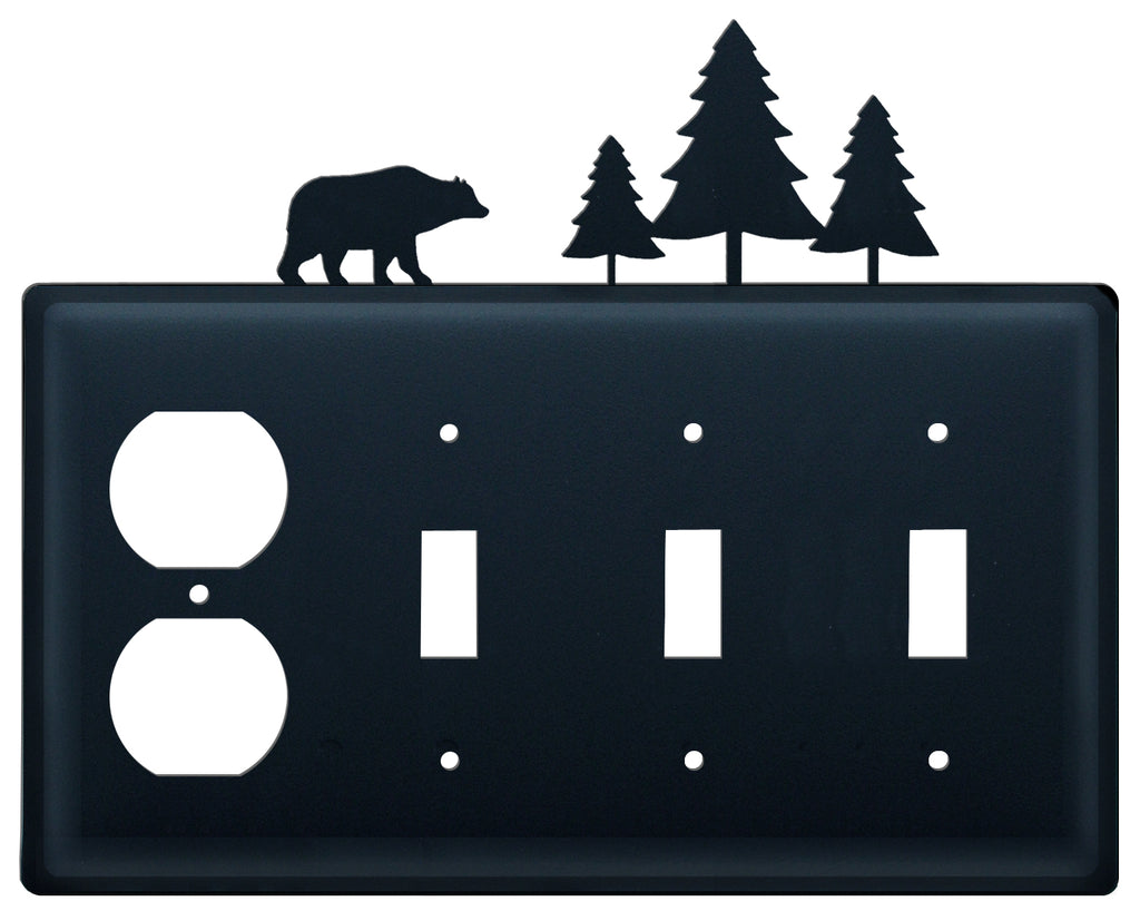 Bear & Pine Trees Single Outlet CUSTOM Product Triple Switch Cover