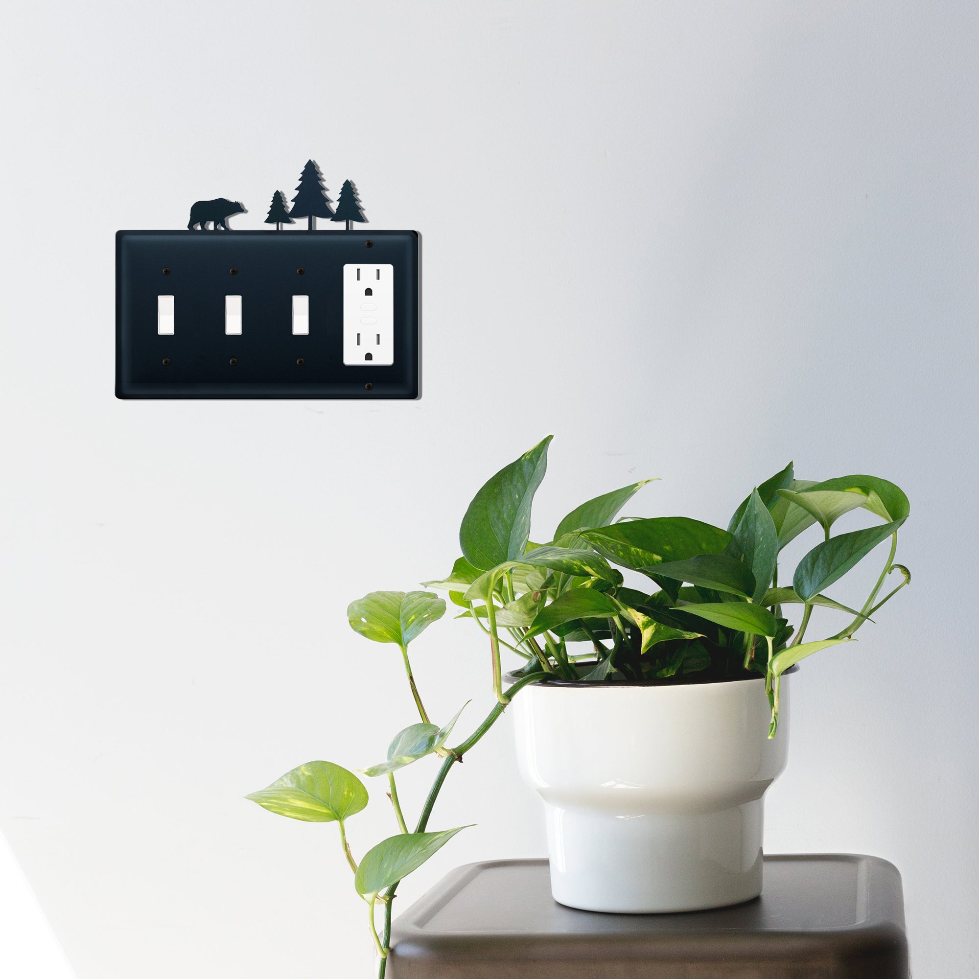 Bear & Pine Trees Triple Switch & Single GFI CUSTOM Product